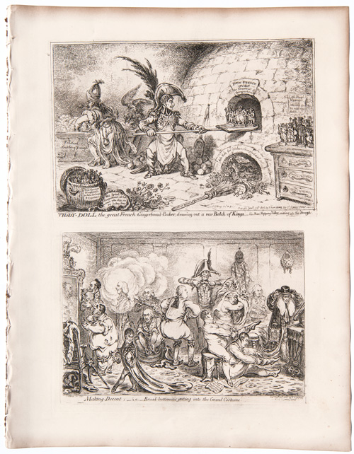 Gillray engravings Tiddy-Doll, the Great French Gingerbread Baker Drawing Out a New Batch of Kings



Making Decent: i.e. Broadbottmites Getting into the Grand Costume















